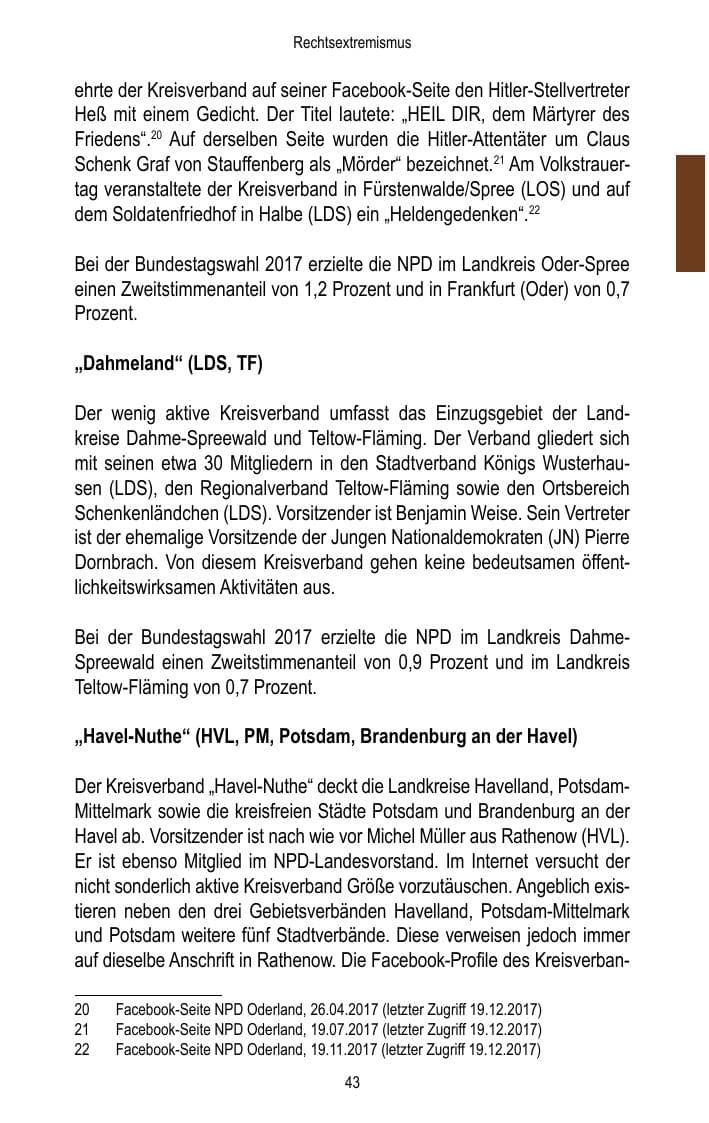 Seite 45 des Verfassungsschutzbericht 2017 Brandenburg
