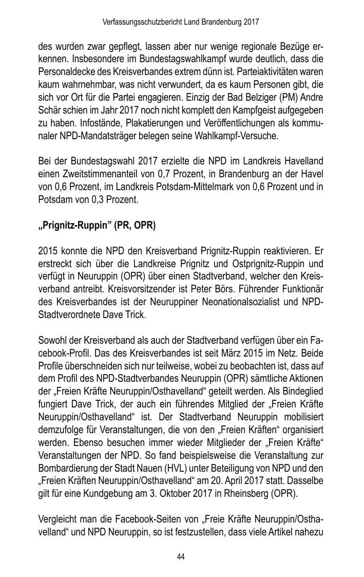 Seite 46 des Verfassungsschutzbericht 2017 Brandenburg