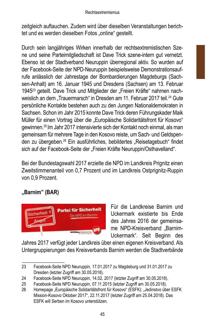 Seite 47 des Verfassungsschutzbericht 2017 Brandenburg