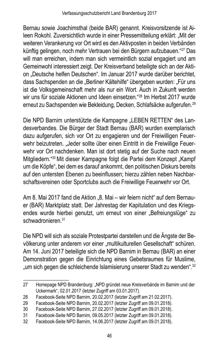 Seite 48 des Verfassungsschutzbericht 2017 Brandenburg