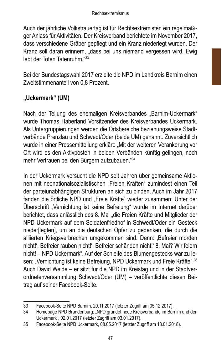 Seite 49 des Verfassungsschutzbericht 2017 Brandenburg