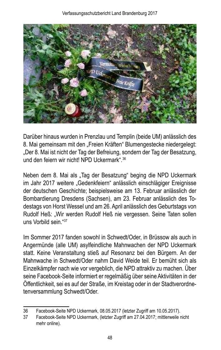 Seite 50 des Verfassungsschutzbericht 2017 Brandenburg