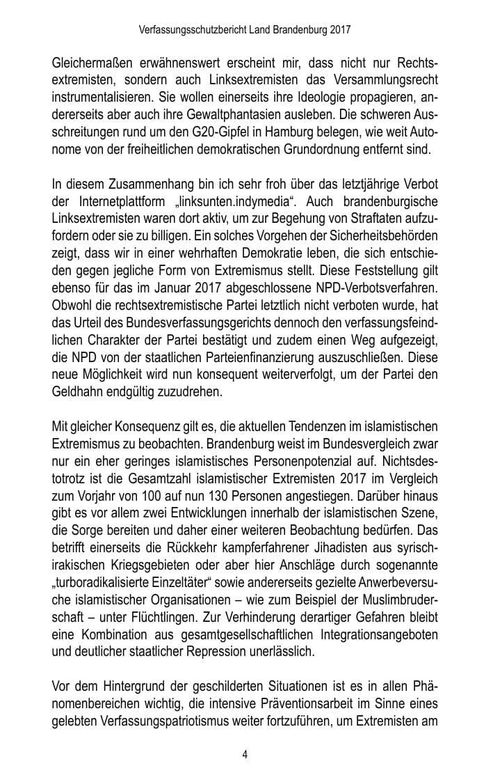 Seite 6 des Verfassungsschutzbericht 2017 Brandenburg