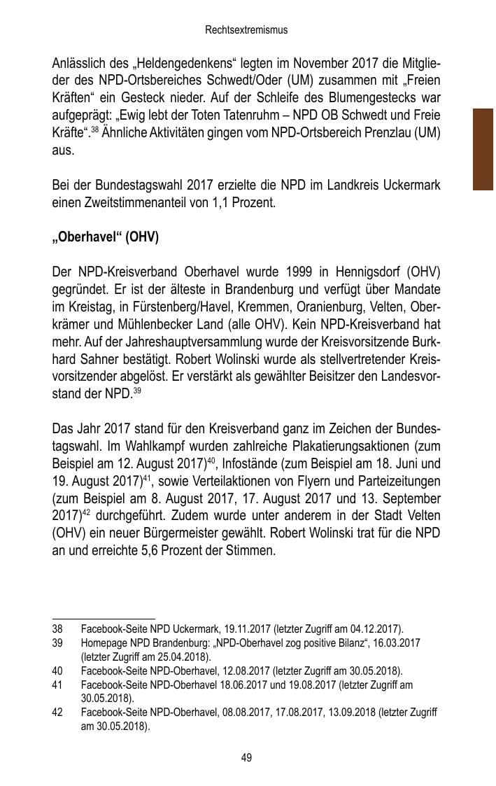 Seite 51 des Verfassungsschutzbericht 2017 Brandenburg