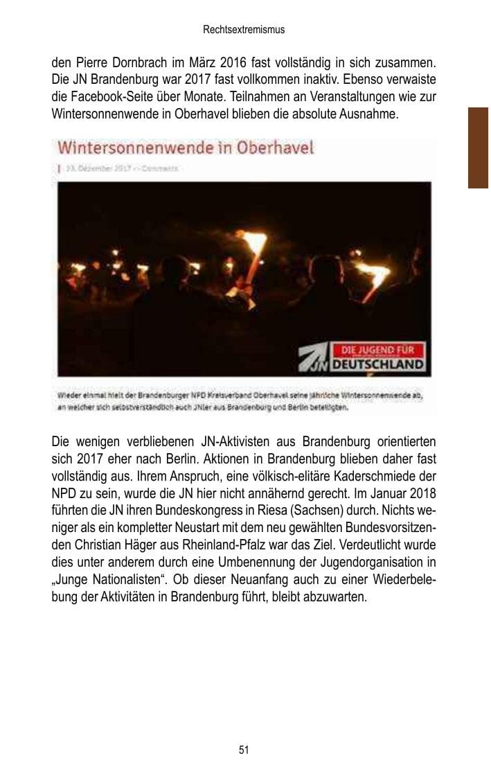 Seite 53 des Verfassungsschutzbericht 2017 Brandenburg