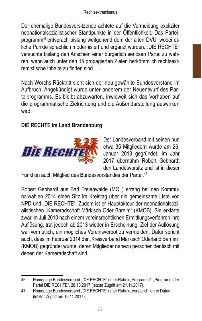 Seite 55 des Verfassungsschutzbericht 2017 Brandenburg