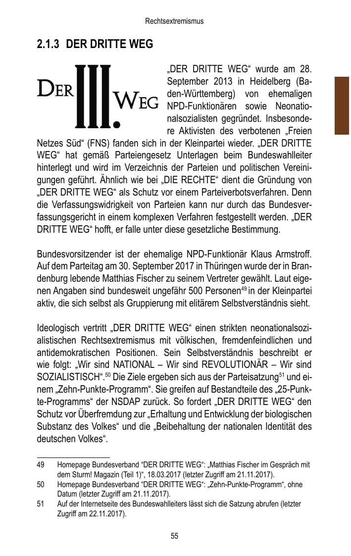 Seite 57 des Verfassungsschutzbericht 2017 Brandenburg