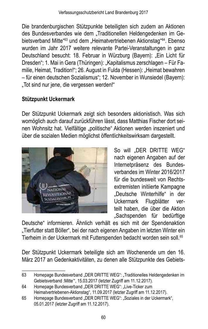 Seite 62 des Verfassungsschutzbericht 2017 Brandenburg