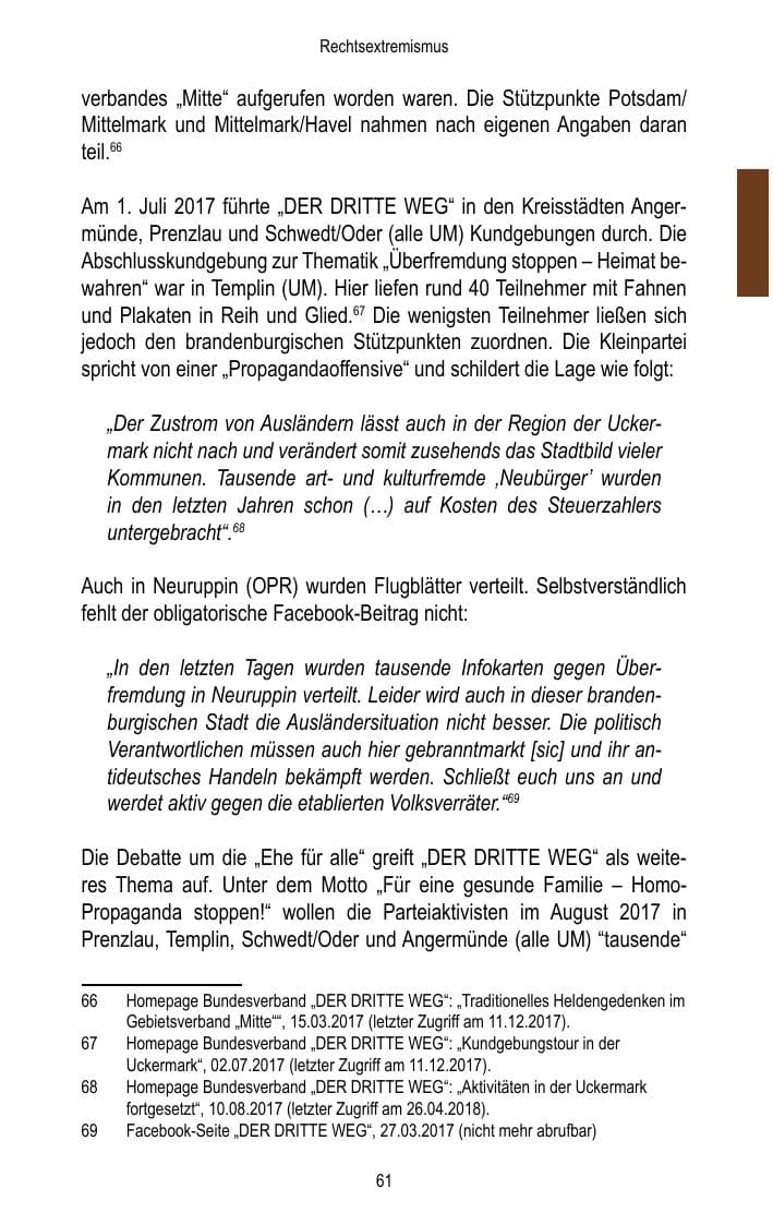Seite 63 des Verfassungsschutzbericht 2017 Brandenburg