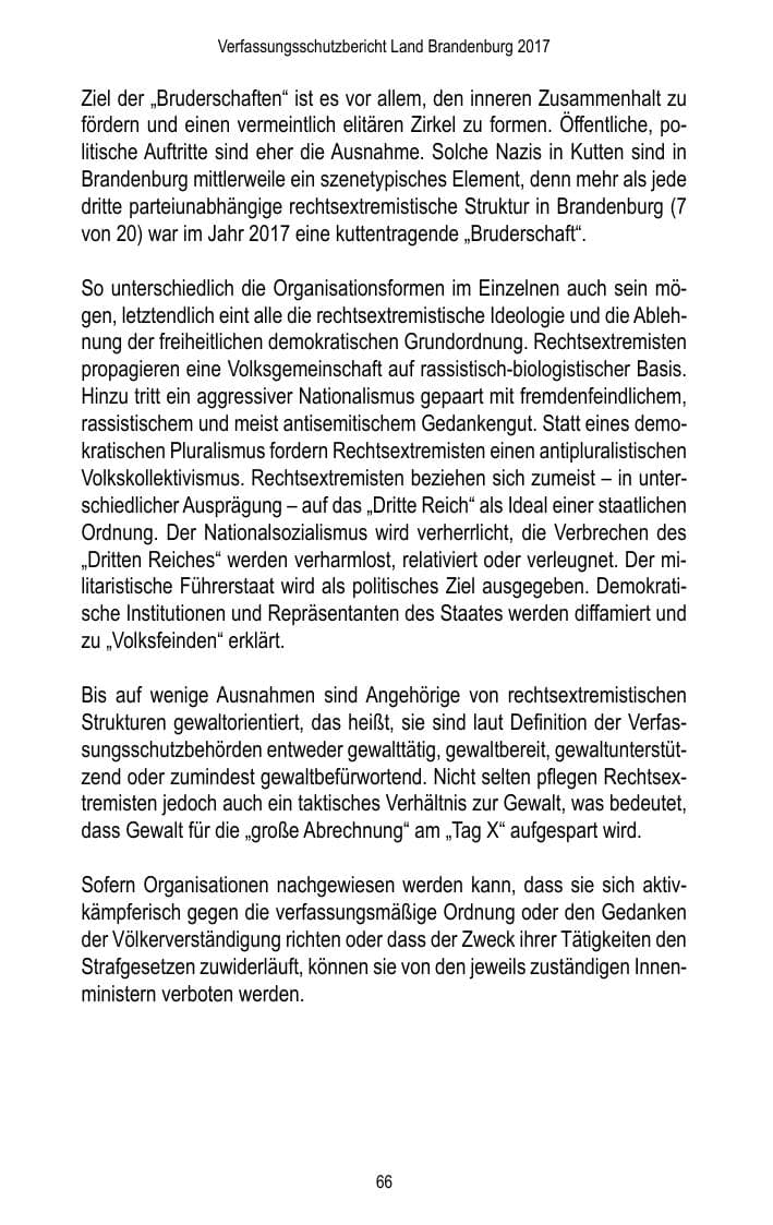 Seite 68 des Verfassungsschutzbericht 2017 Brandenburg