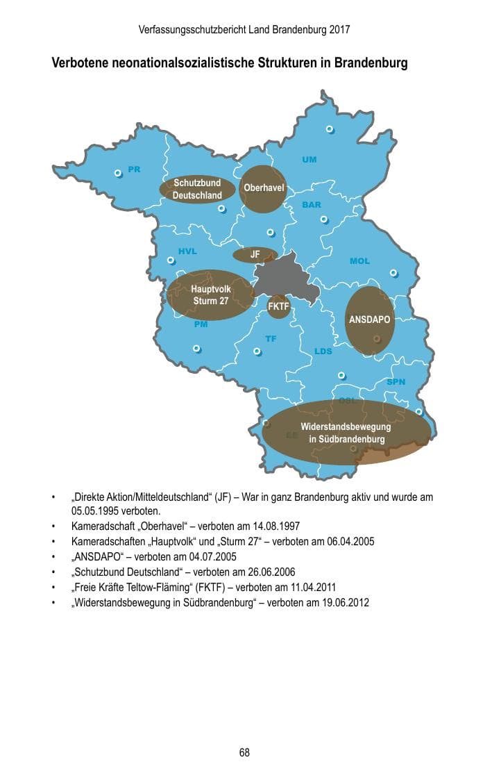 Seite 70 des Verfassungsschutzbericht 2017 Brandenburg