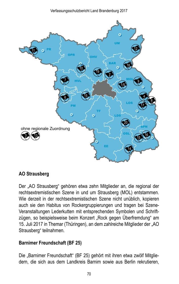 Seite 72 des Verfassungsschutzbericht 2017 Brandenburg
