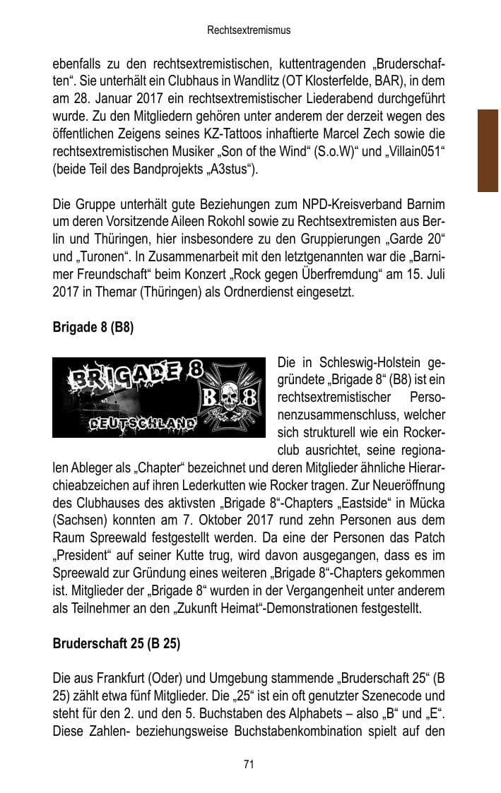 Seite 73 des Verfassungsschutzbericht 2017 Brandenburg