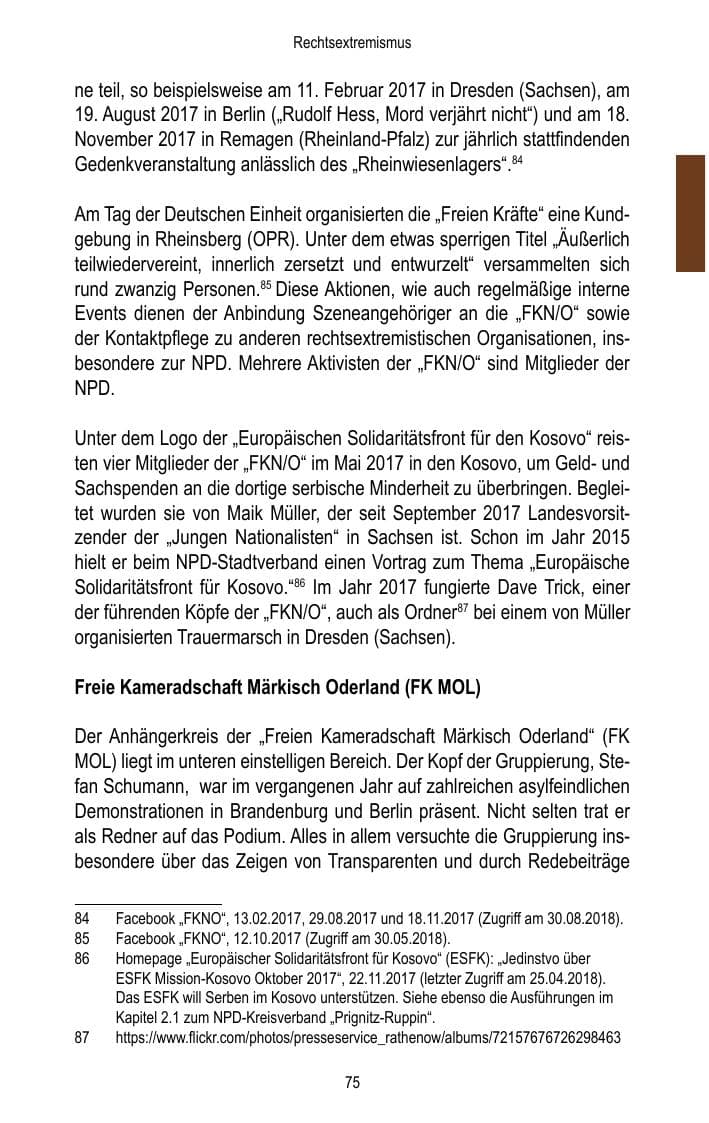 Seite 77 des Verfassungsschutzbericht 2017 Brandenburg
