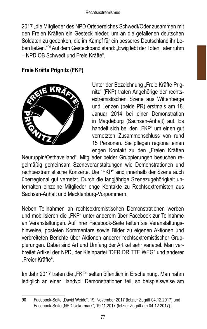 Seite 79 des Verfassungsschutzbericht 2017 Brandenburg