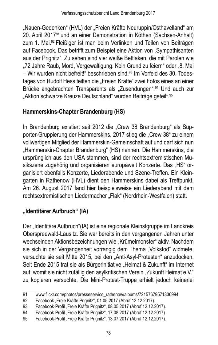 Seite 80 des Verfassungsschutzbericht 2017 Brandenburg