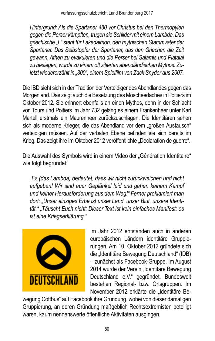 Seite 82 des Verfassungsschutzbericht 2017 Brandenburg