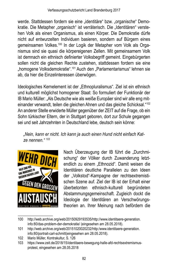 Seite 84 des Verfassungsschutzbericht 2017 Brandenburg