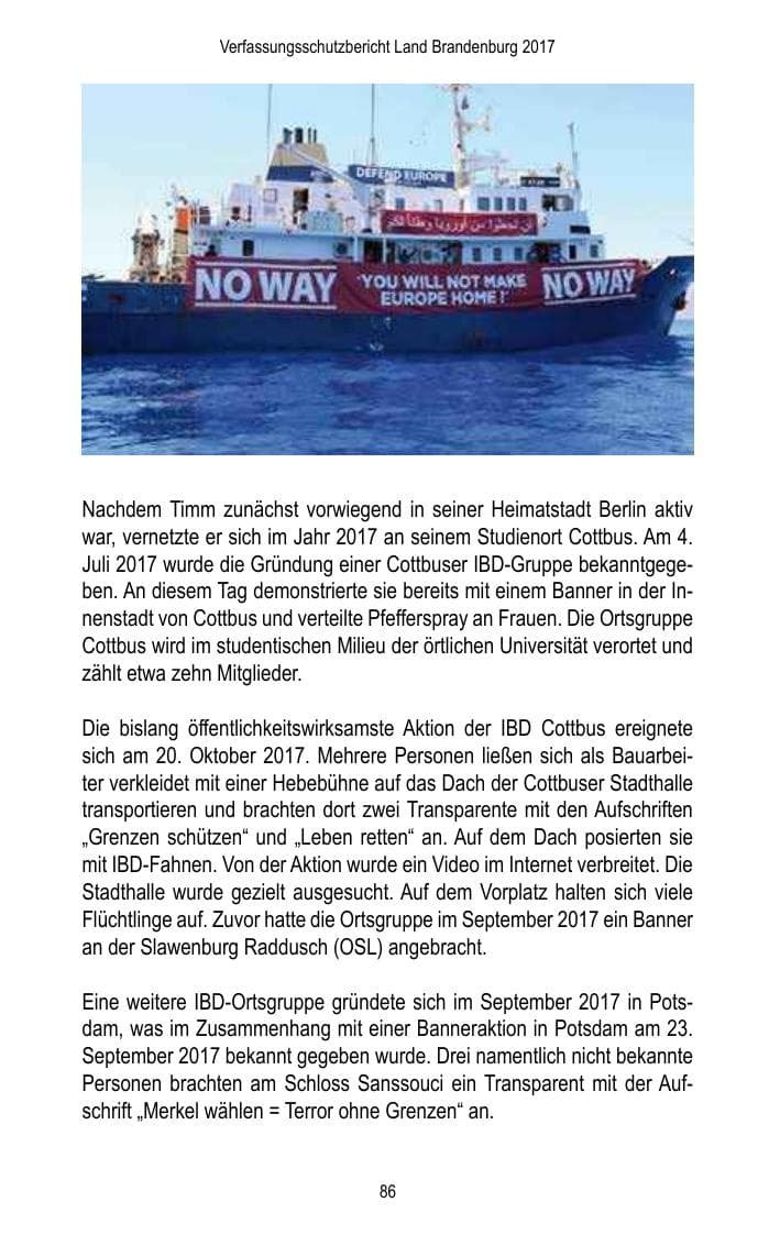 Seite 88 des Verfassungsschutzbericht 2017 Brandenburg