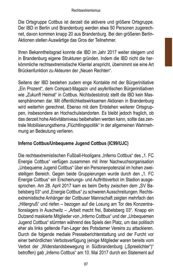Seite 89 des Verfassungsschutzbericht 2017 Brandenburg