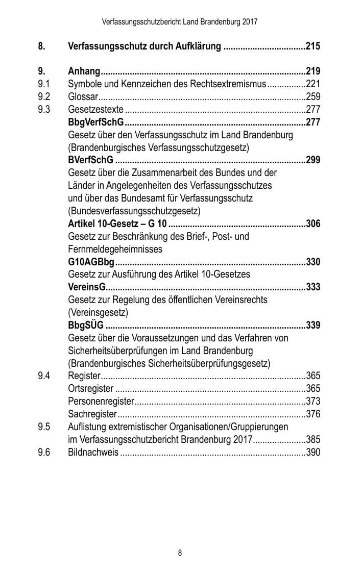 Seite 10 des Verfassungsschutzbericht 2017 Brandenburg
