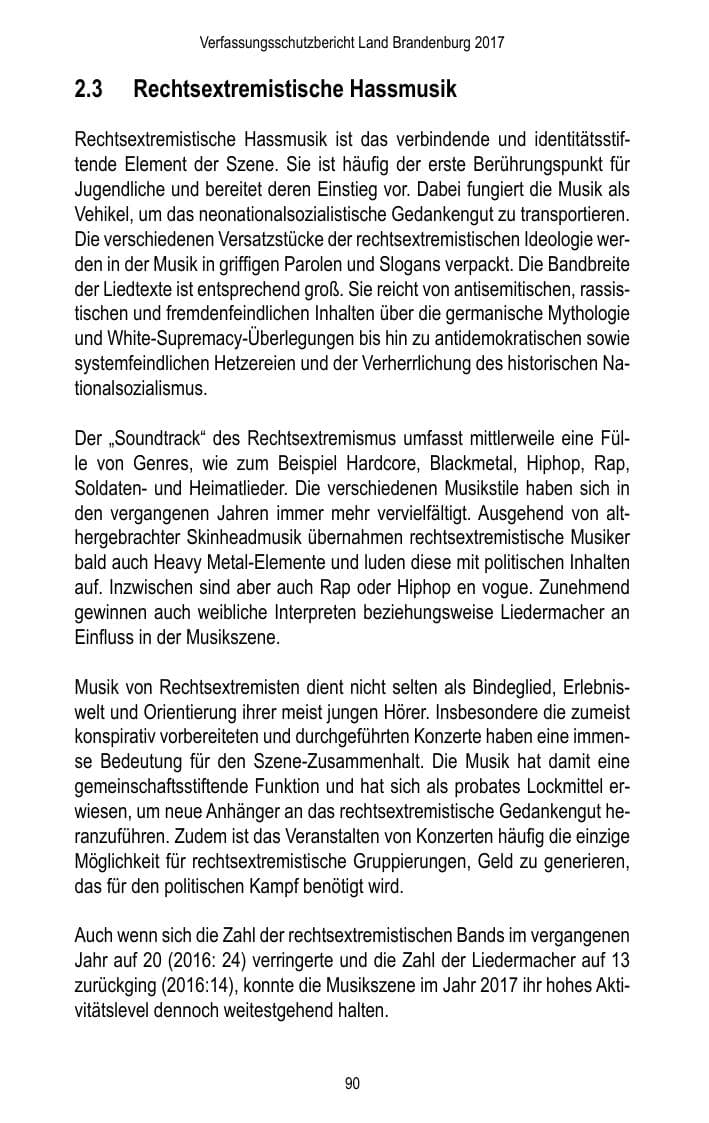 Seite 92 des Verfassungsschutzbericht 2017 Brandenburg