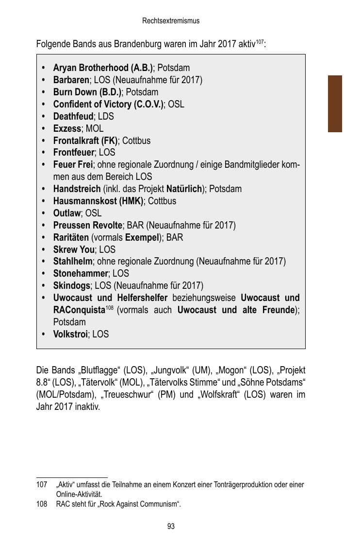 Seite 95 des Verfassungsschutzbericht 2017 Brandenburg