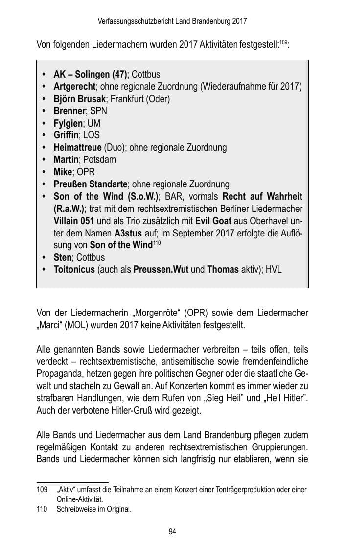 Seite 96 des Verfassungsschutzbericht 2017 Brandenburg