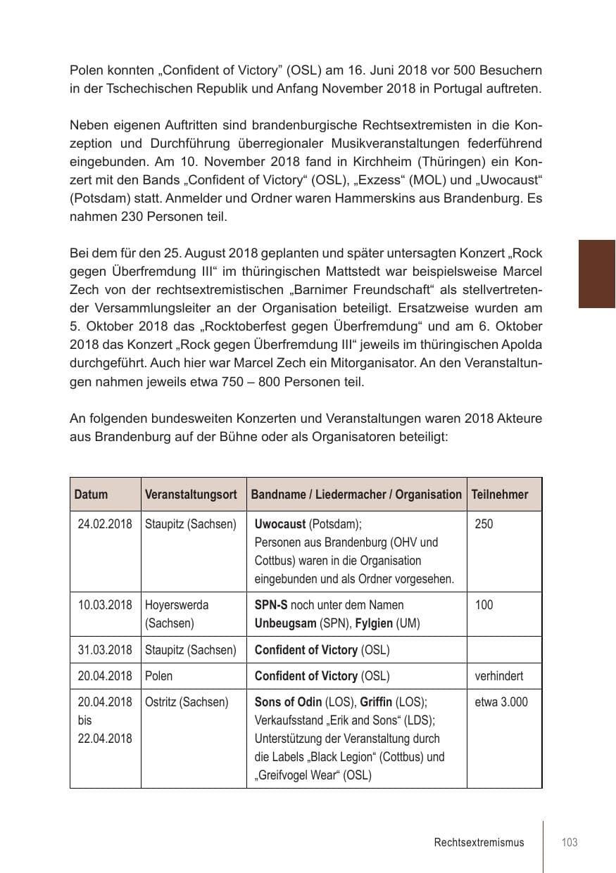 Seite 103 des Verfassungsschutzbericht 2018 Brandenburg