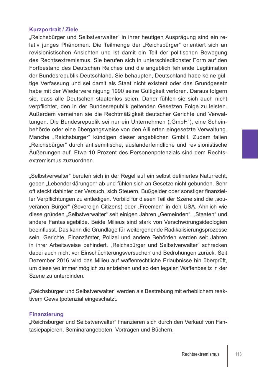 Seite 113 des Verfassungsschutzbericht 2018 Brandenburg