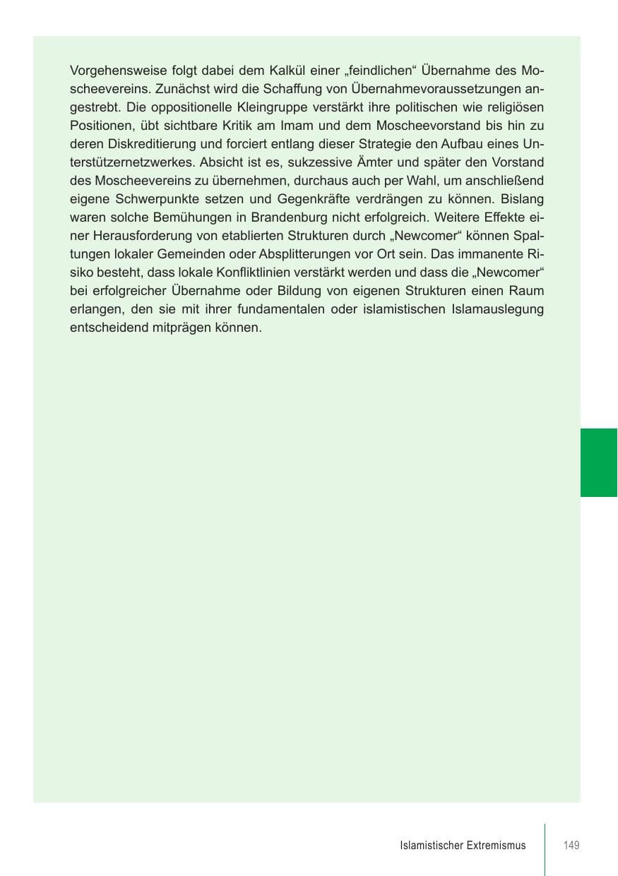 Seite 149 des Verfassungsschutzbericht 2018 Brandenburg