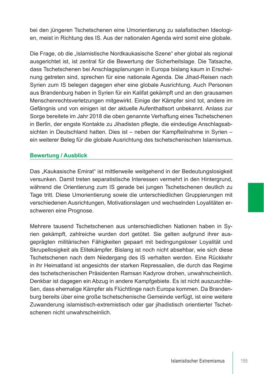 Seite 155 des Verfassungsschutzbericht 2018 Brandenburg