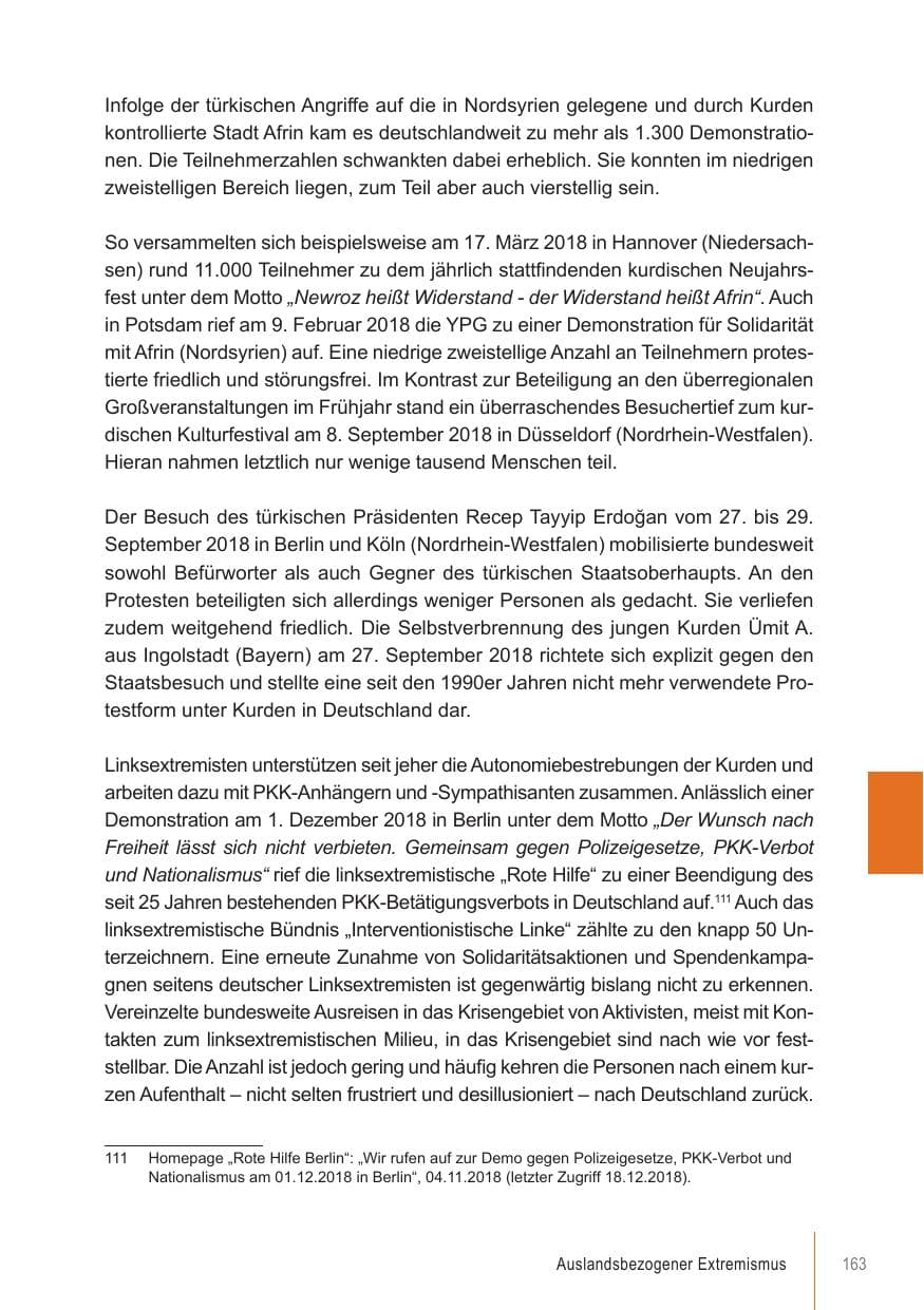 Seite 163 des Verfassungsschutzbericht 2018 Brandenburg