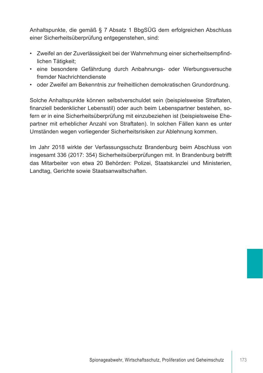 Seite 173 des Verfassungsschutzbericht 2018 Brandenburg