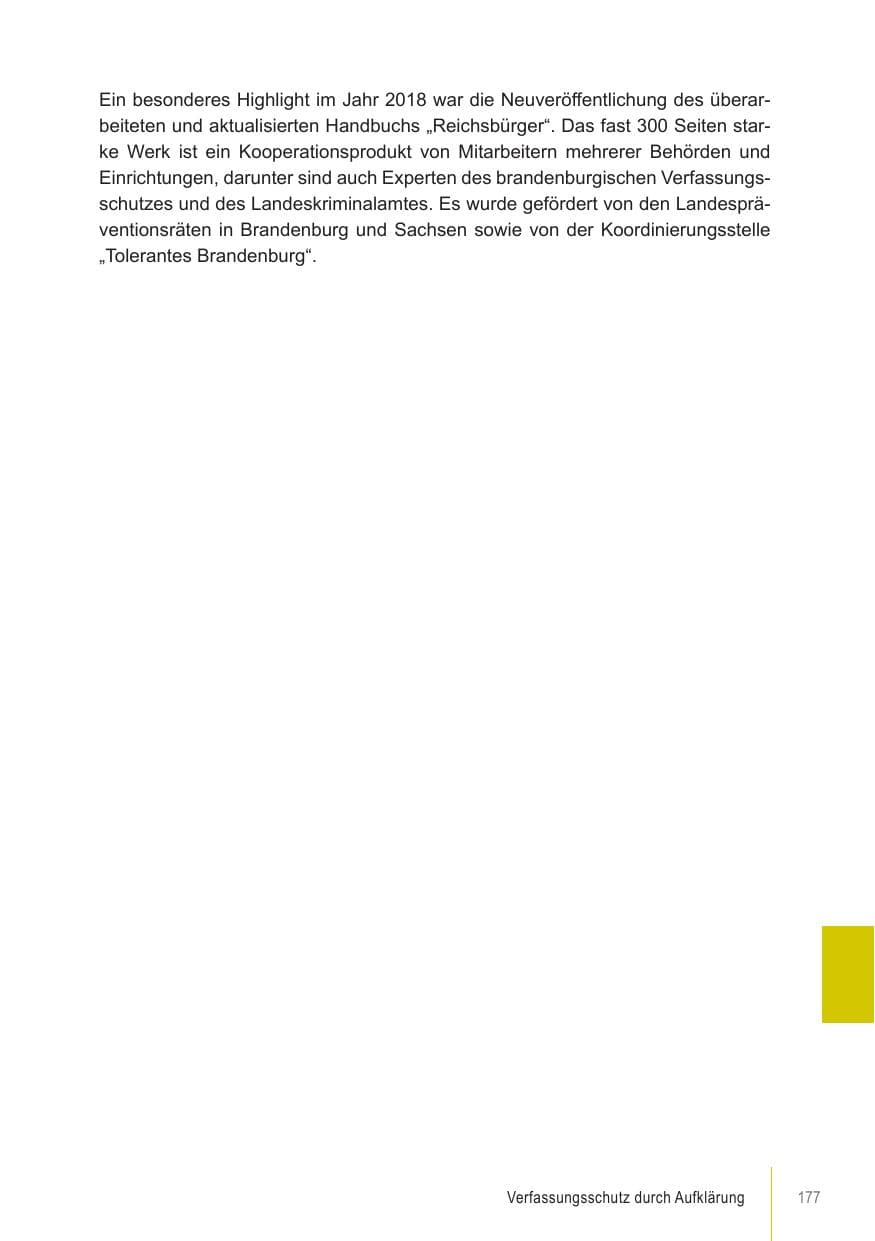 Seite 177 des Verfassungsschutzbericht 2018 Brandenburg