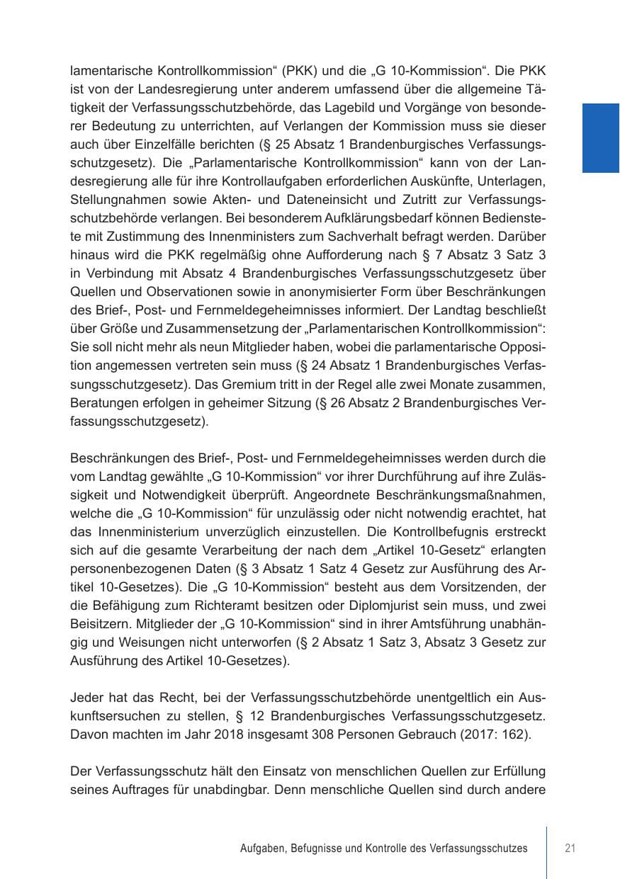 Seite 21 des Verfassungsschutzbericht 2018 Brandenburg