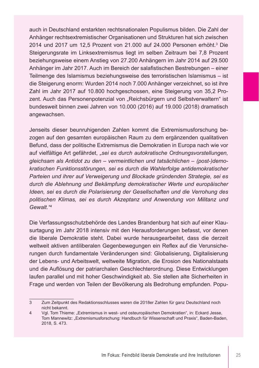 Seite 25 des Verfassungsschutzbericht 2018 Brandenburg