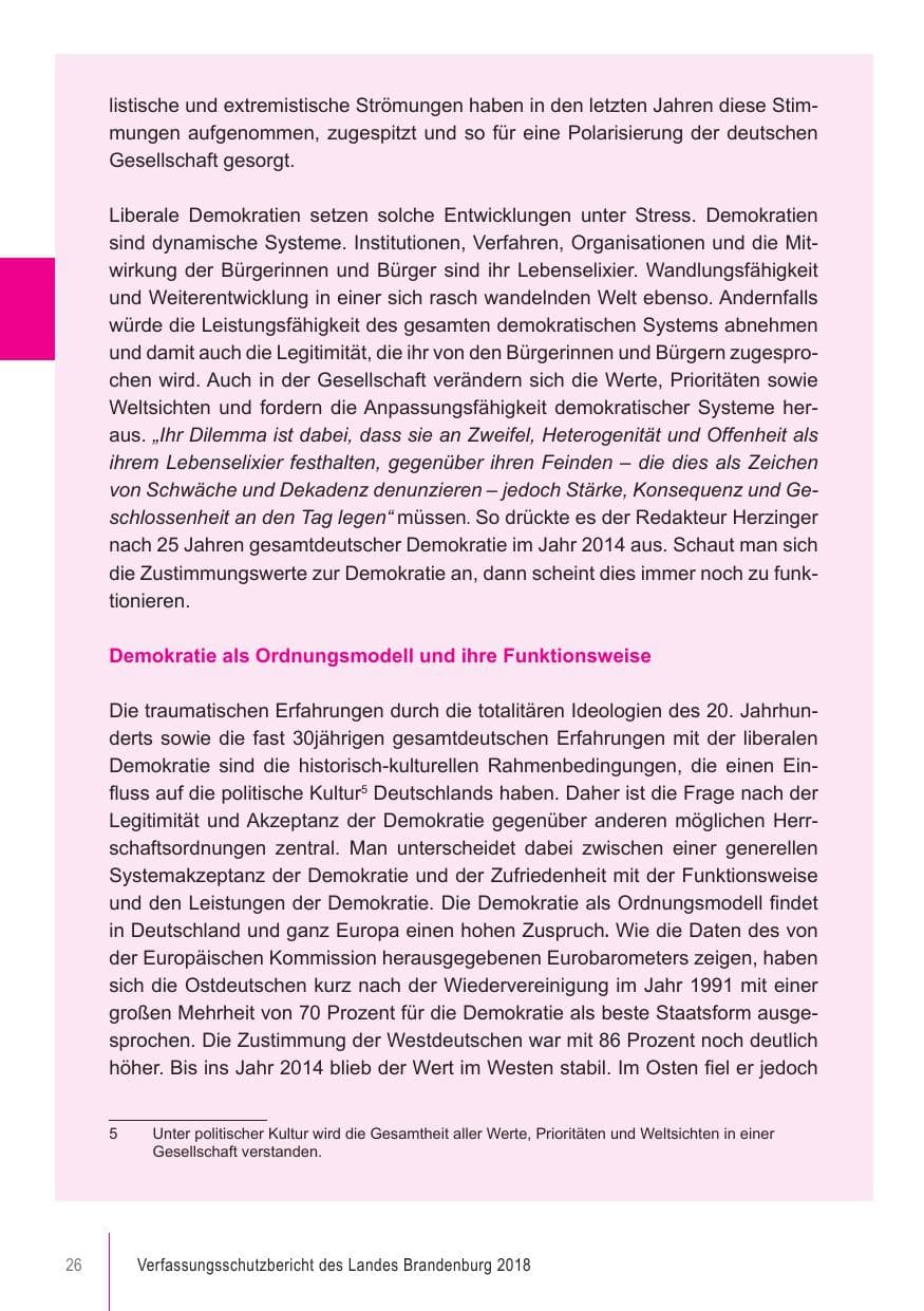 Seite 26 des Verfassungsschutzbericht 2018 Brandenburg