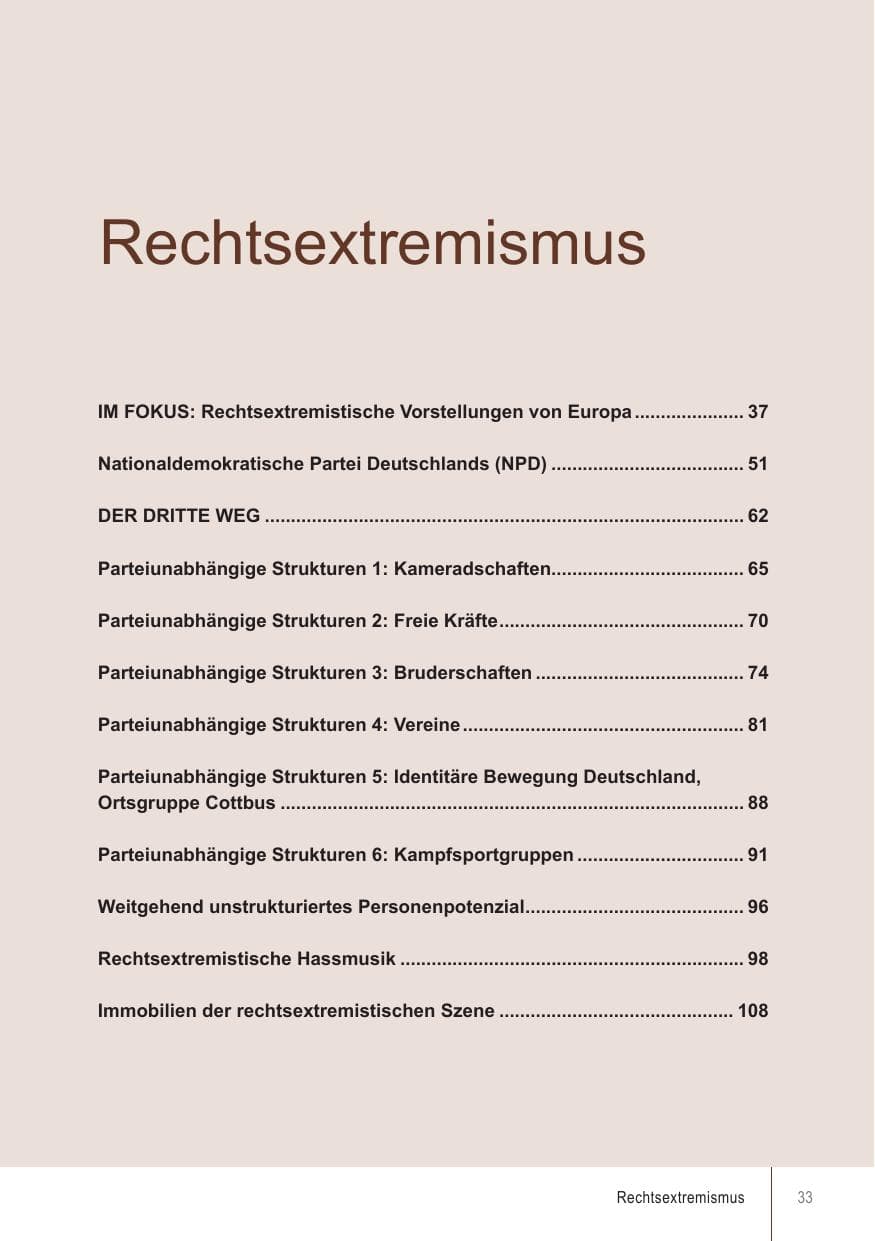 Seite 33 des Verfassungsschutzbericht 2018 Brandenburg