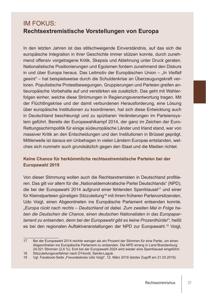 Seite 37 des Verfassungsschutzbericht 2018 Brandenburg