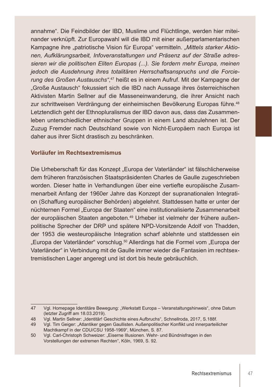 Seite 47 des Verfassungsschutzbericht 2018 Brandenburg