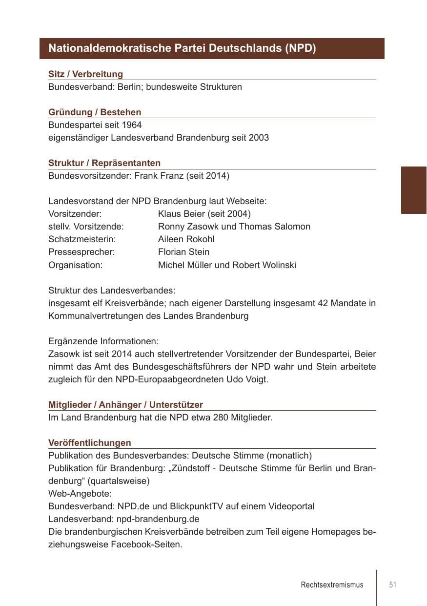 Seite 51 des Verfassungsschutzbericht 2018 Brandenburg