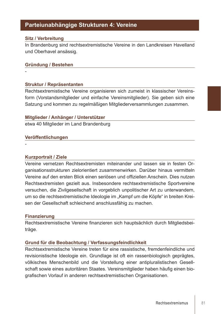 Seite 81 des Verfassungsschutzbericht 2018 Brandenburg