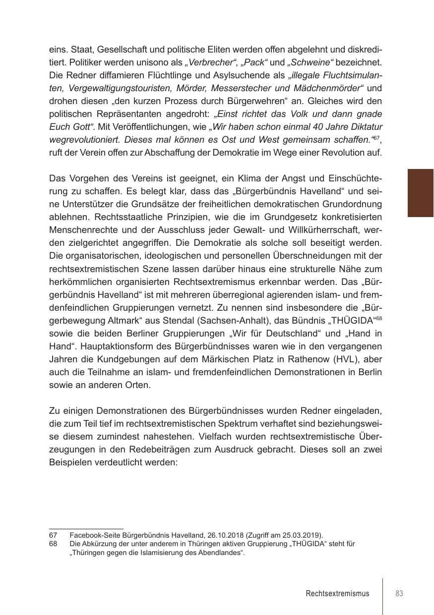 Seite 83 des Verfassungsschutzbericht 2018 Brandenburg