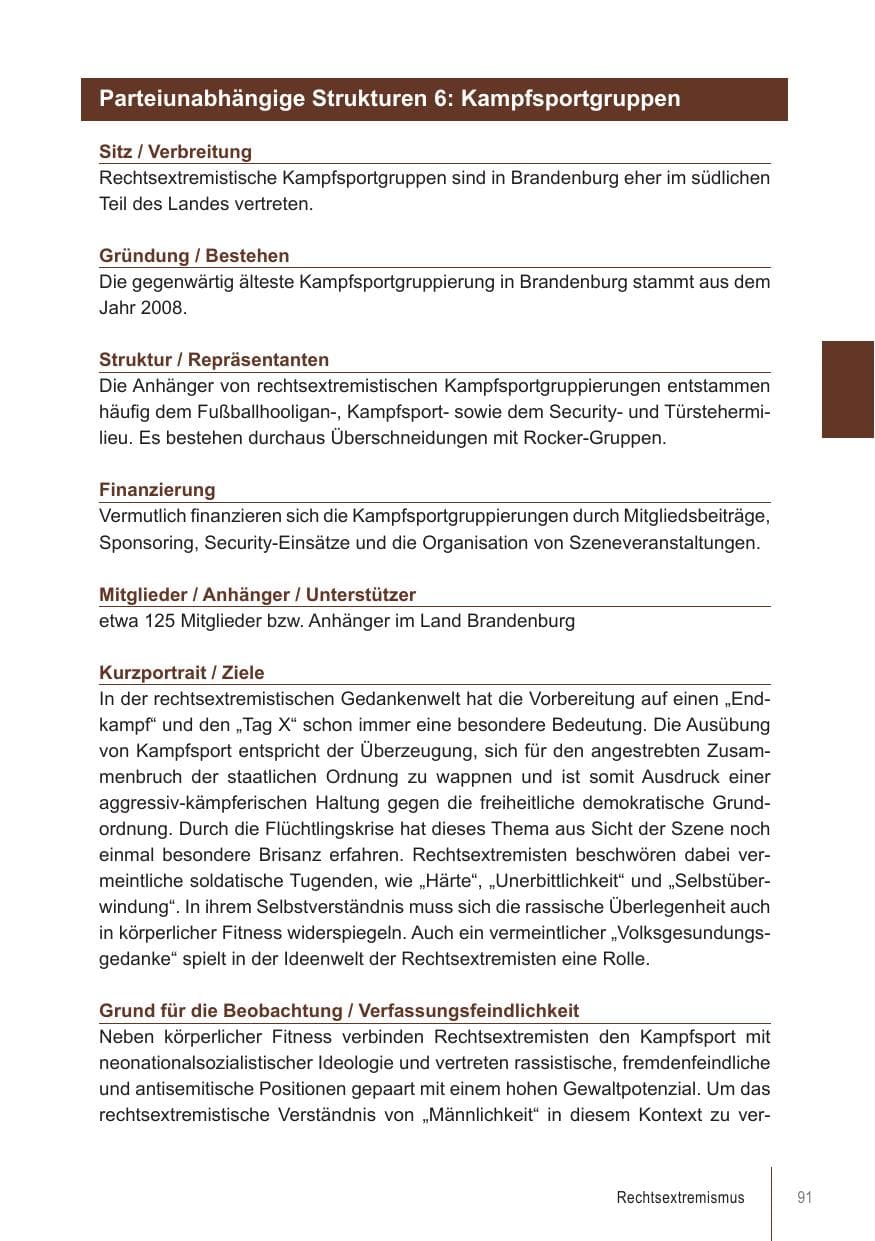 Seite 91 des Verfassungsschutzbericht 2018 Brandenburg