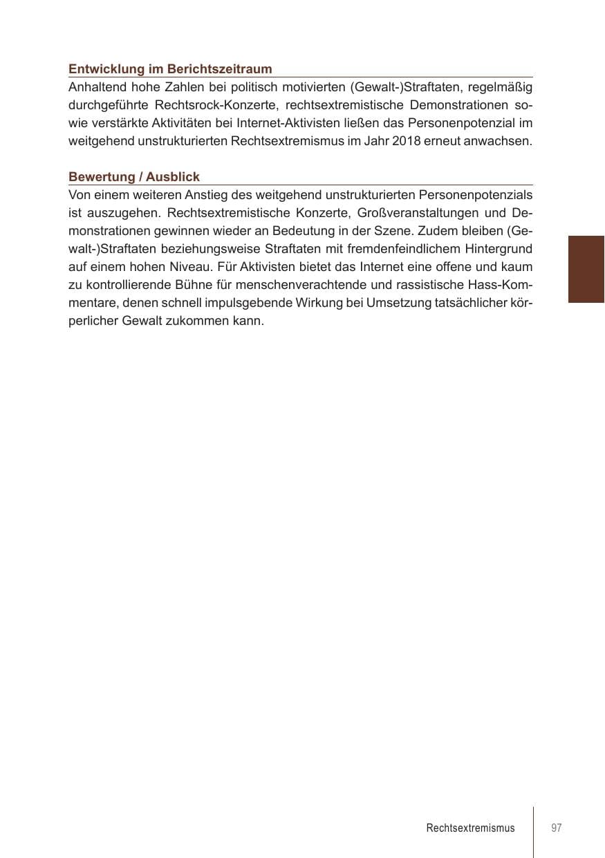 Seite 97 des Verfassungsschutzbericht 2018 Brandenburg