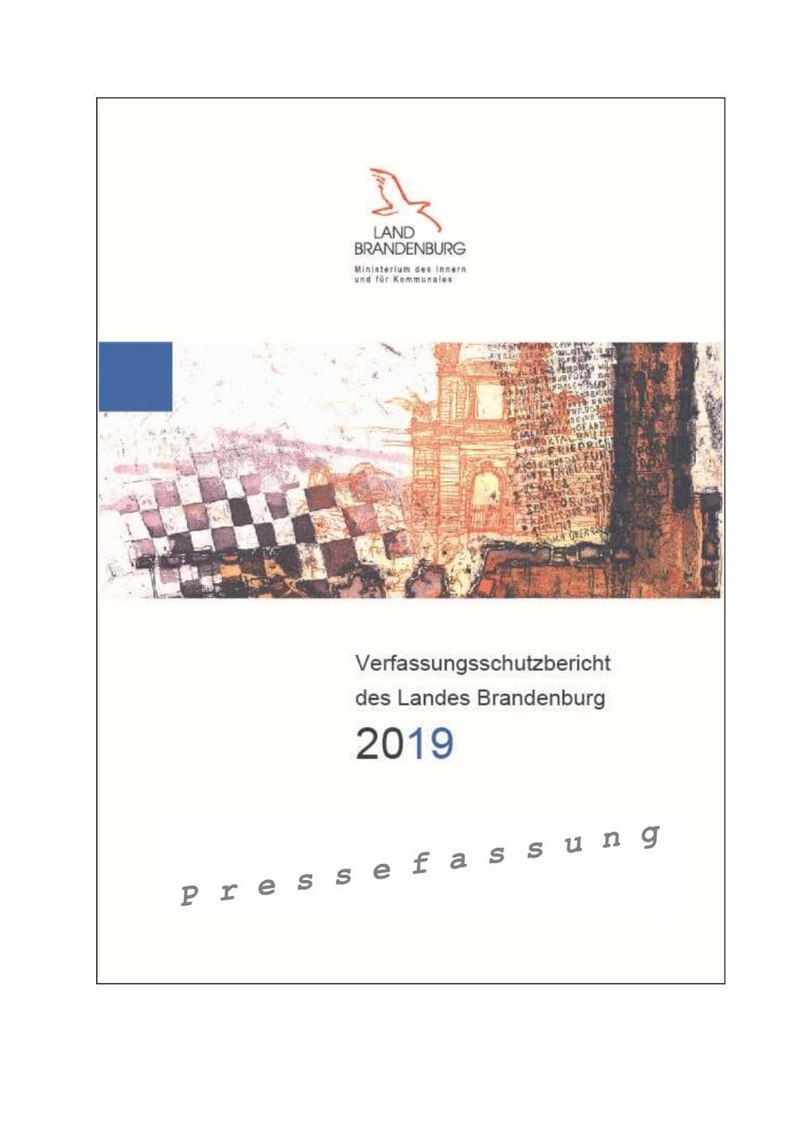 Seite 1 des Verfassungsschutzbericht 2019 Brandenburg