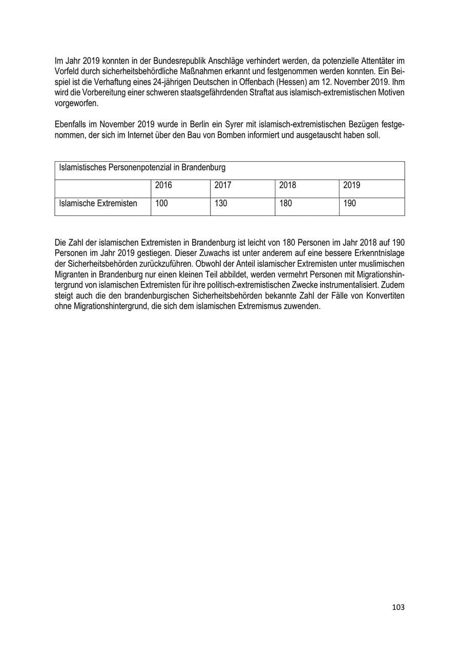 Seite 103 des Verfassungsschutzbericht 2019 Brandenburg