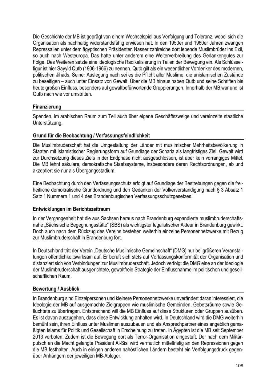 Seite 108 des Verfassungsschutzbericht 2019 Brandenburg