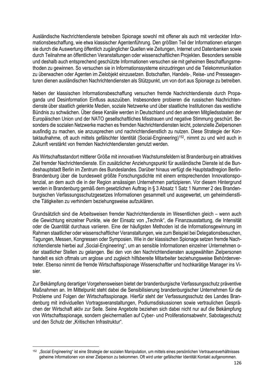 Seite 126 des Verfassungsschutzbericht 2019 Brandenburg